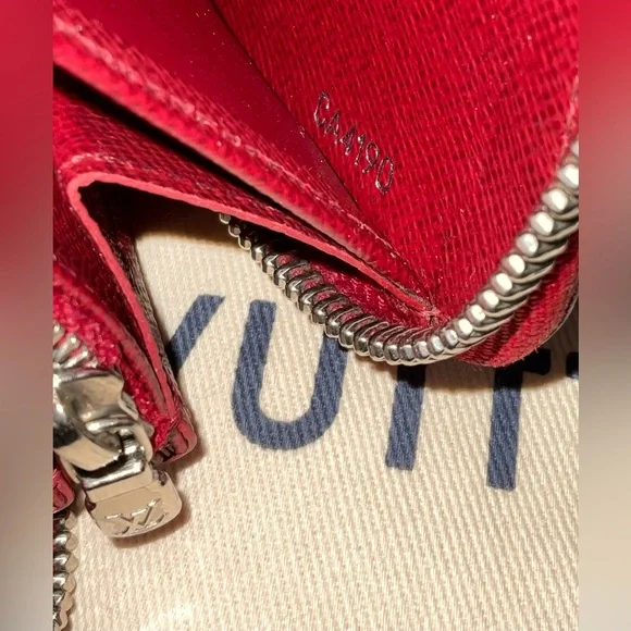 ✅AUTHENTIC LV RED WALLET LONG ZIP LOUIS VUITTON - Picture 7 of 10